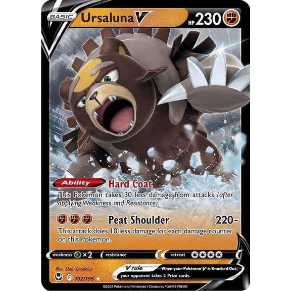 Pokemon Sword & Shield Silver Tempest Ultra Rare Ursaluna V #102