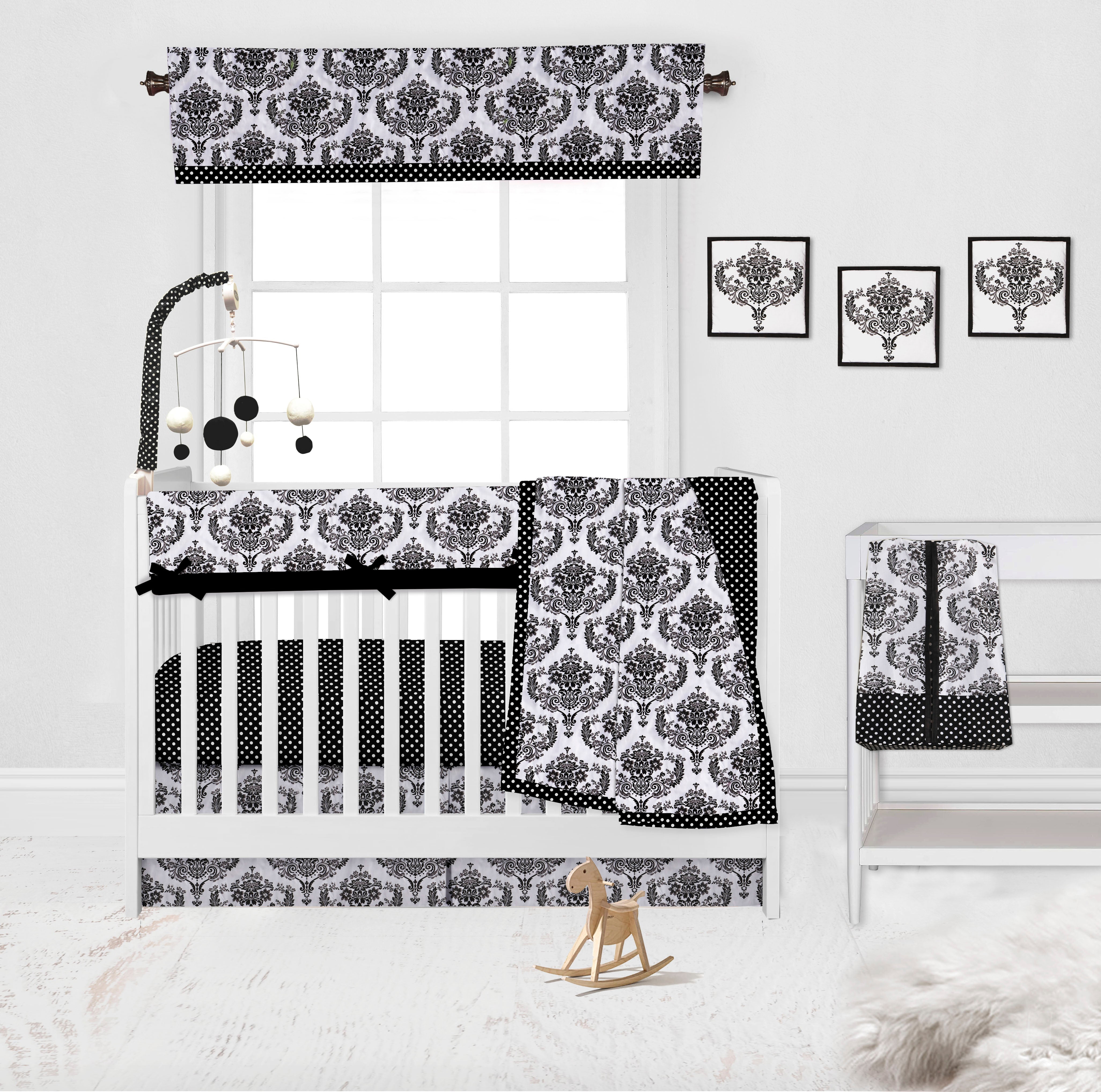 Bacati - Classic Damask Black Musical Baby Crib Mobile