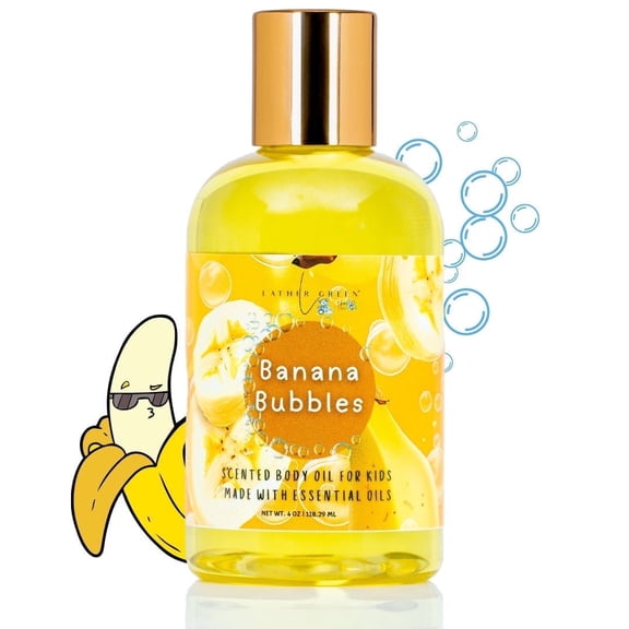 Banana Bubbles Kids Natural Body Oil with Hydration & Soothing Scent - 4 oz by LatherGreen