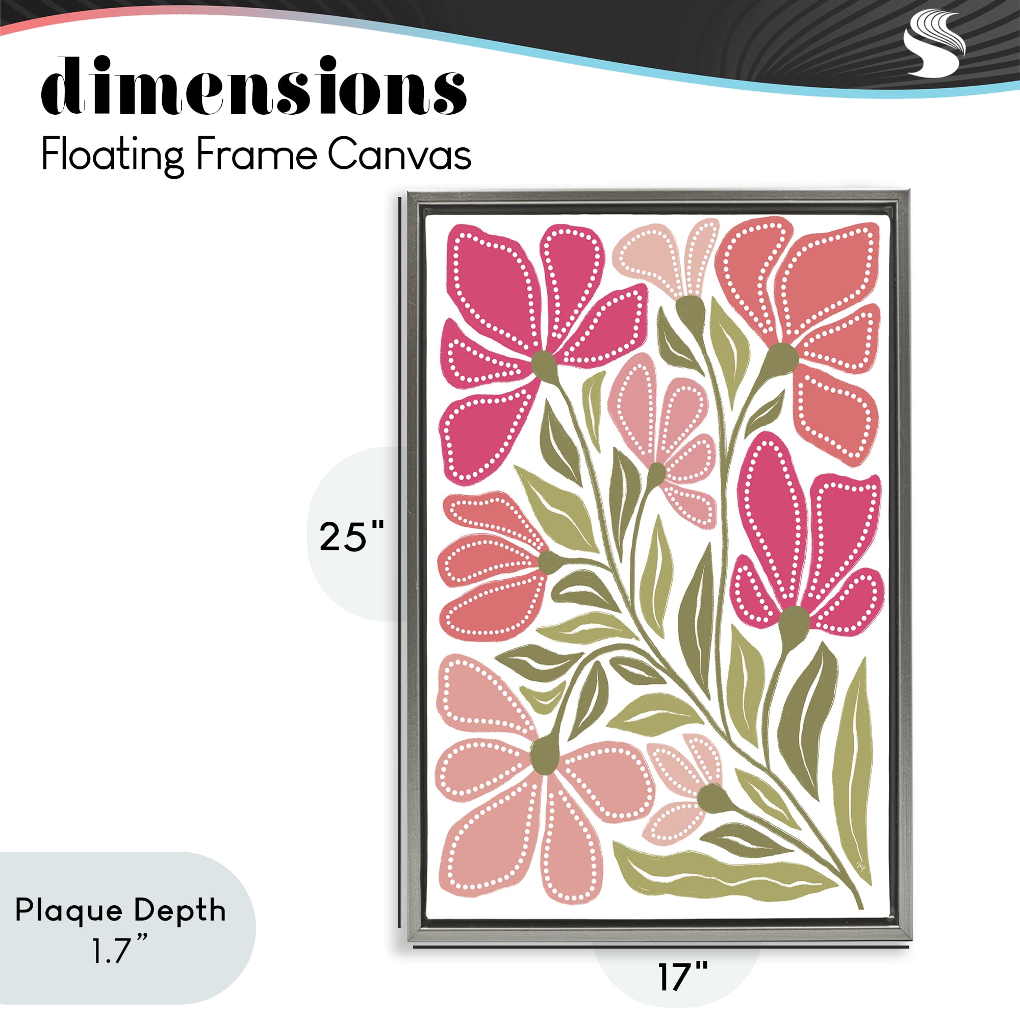Stupell Industries Bold Midcentury Blooms Gray Framed Floater Canvas Wall Art, design by Martina Pavlova