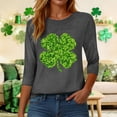 thumbnail image 5 of felwors Womens 3/4 Sleeve St. Patrick's Day T-Shirts Crew Neck Spring Graphic Tee Tops (Dark Gray, M), 5 of 7
