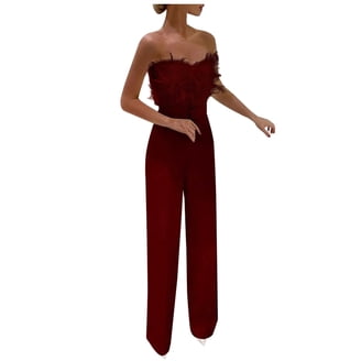 Women's Solid Color Dressy Jumpsuit - Short Sleeve Tie Waist Wide Leg Romper, Elegant Casual Prom Cocktail Outfit