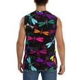 thumbnail image 4 of Lsque Colorful Dragonflies Print Men's Cotton Blend Sleeveless Muscle Shirts (S-3XL)- Moisture Wicking, Odor Protection, UPF 30+,Large, 4 of 8