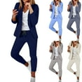 thumbnail image 6 of Turilly Women's Coats and Jackets Women's Long Sleeve Solid Color Suit Slim Pants Casual Elegant Business Office Two-piece Suit Sets, 6 of 6