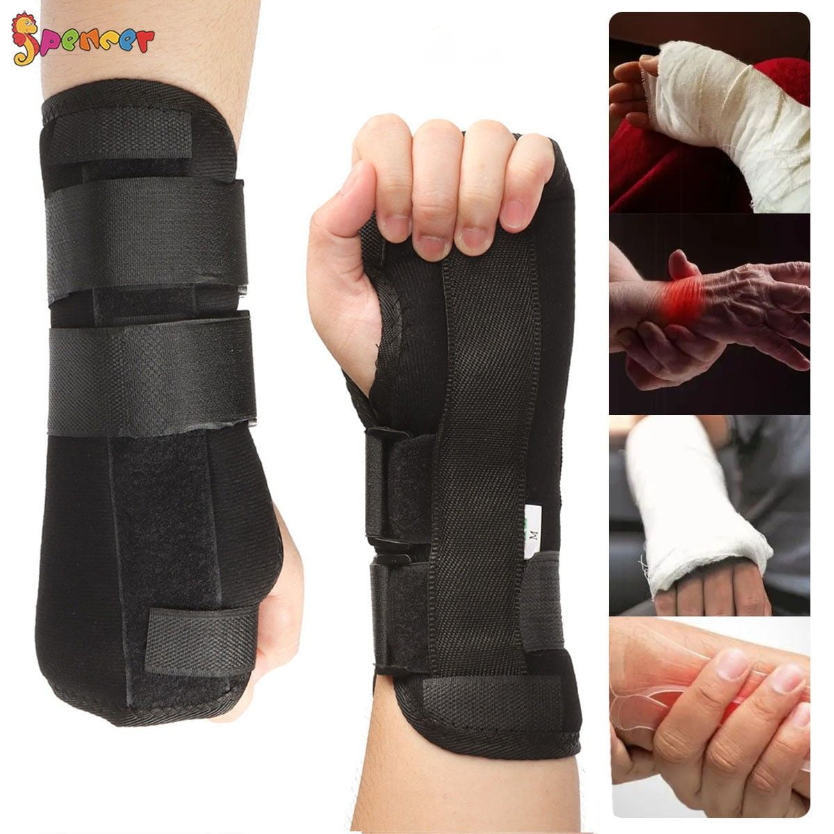 Spencer 1 Pair Wrist Brace Support Night Sleep Relief Left Right Hand Carpal Tunnel Wrist Splint Arthritis Pain Relief (Size S)