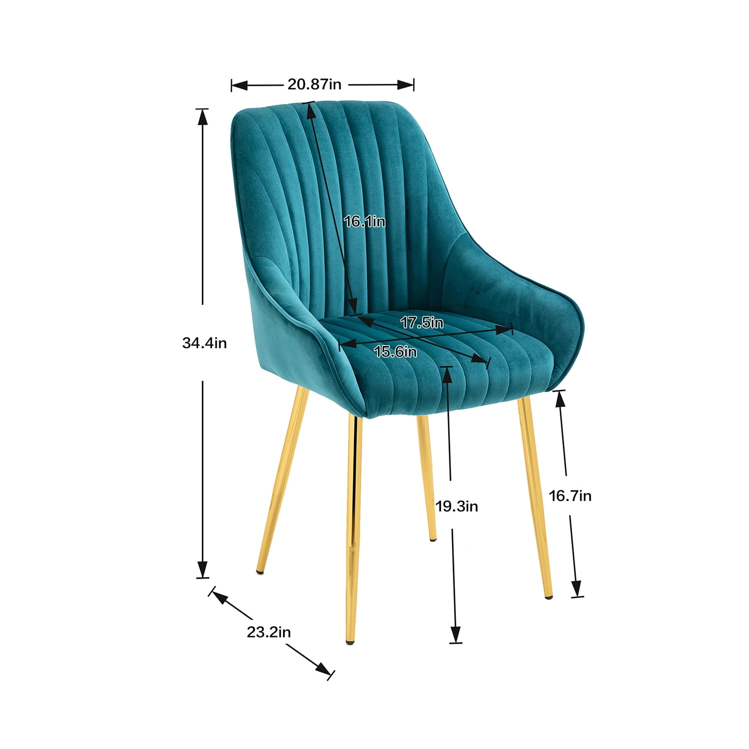Kepooman Modern Mid-Century Side Chair with Natural Metal Legs for Kitchen, Living Dining Room, Set of 1, Blue - Green Kepooman Modern Mid-Century Side Chair with Natural Metal Legs for Kitchen, Living Dining Room, Set of 1, Blue - Green