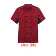 thumbnail image 3 of Chef abrigo manga corta con botones bolsillos cocinero chaqueta de cocción elegante ropa de trabajo desgaste uniforme traje para restaurante hotel cafetería cocina rojo 3xl Eigraketly HA012101-20, 3 of 7