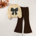 thumbnail image 2 of 2-3 Years Girls 3T Clothes Toddler Clothes For Girls Girls 2 Piece Outfits Long Sleeve Bow Sweatshirt & Flared Pants Fall Clothing Set, 2 of 7