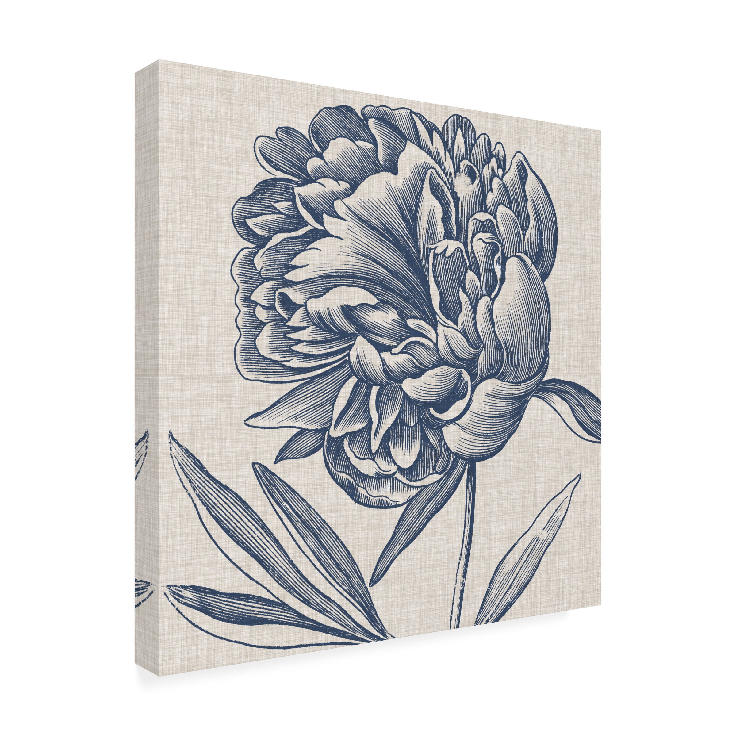 Trademark Fine Art Vision Studio Indigo Floral On Linen Ii Canvas Wall Art - 18x18