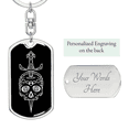 thumbnail image 2 of Calavera Mexican Sugar Skull 79 Stainless Steel or 18k Gold Premium Swivel Dog Tag Keychain, 2 of 16