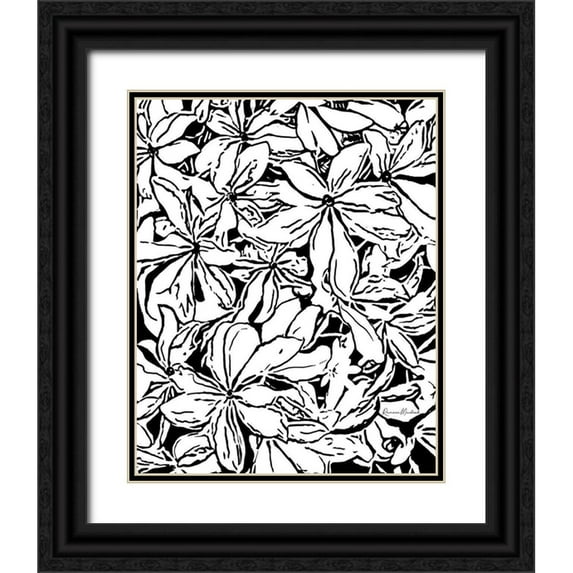 Murdock, Ramona 26x32 Black Ornate Wood Framed with Double Matting Museum Art Print Titled - BW Floral No. 2