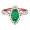 thumbnail image 2 of Mauli Jewels Rings for Women 0.80 Carat Elegant Look Diamond And Marquise Shape Created Emerald Ring 4-prong 10k Rose Gold, 2 of 7