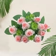 thumbnail image 6 of Washranp Artificial Rose with Realistic Green Leaves,Easy Care Non-withered Faux Silk Rose Flower Hand Bouquet Wedding Decor 5Branches 11Heads, 6 of 6