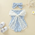 thumbnail image 3 of Coduop 2PC Newborn Baby Girls Striped Jumpsuit Romper Playsuit Headband Outfits, 3 of 6