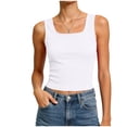 thumbnail image 5 of COMVALUE Women Built-in Bra Tank Tops Sleeveless Crewneck Rib Knit Shirts Slim Fit Basic Tee Tops (White, XXL), 5 of 7