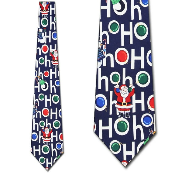 Santa Hohoho (Dark Navy) Necktie Mens Tie by Tiegu