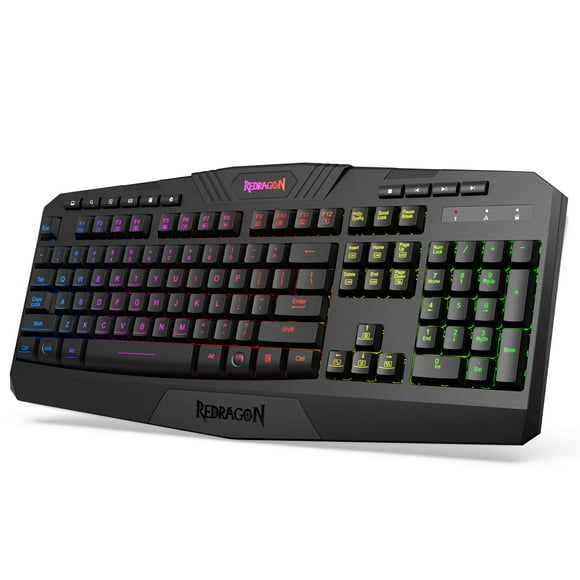 Redragon K503 Wireless Gaming Keyboard, RGB LED Backlit, Multimedia Keys, Silent Membrane Keyboard with Wrist Rest for Windows PC Games (Black)