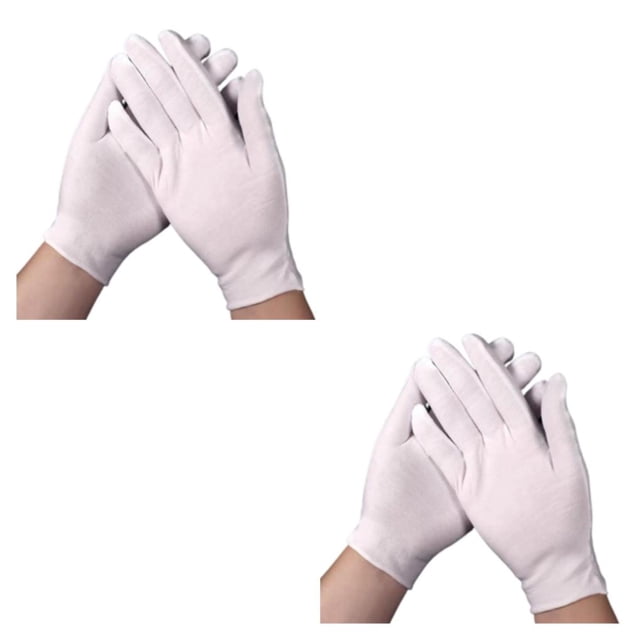 Minnieouse 12 pares de guantes de algodón blanco, manopla de trabajo, guante hidratante, joyería de inspección, limpieza de cocina para el L,grueso 2Conjunto