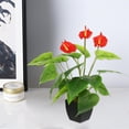 thumbnail image 3 of 1 planta artificial de anturio, bonsái, planta falsa en maceta, decoración del hogar, 3 of 6