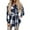 Blue, variant on AKOEE Flannel Plaid Shirts for Women with Belt Lapel Button Down Long Sleeve Shacket Jackets Fashion Fall Clothes (S, Blue)