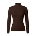 thumbnail image 4 of Fiaer Pullover Sweaters for Women Trendy Turtleneck Neck Long Sleeve Plus Size Solid Color Slim Fit Casual Solid Warm Ribbed Knit Tops Coffee S, 4 of 4