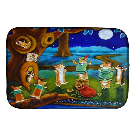 Caroline's Treasures Corgi Robin Hood Dish Drying Mat