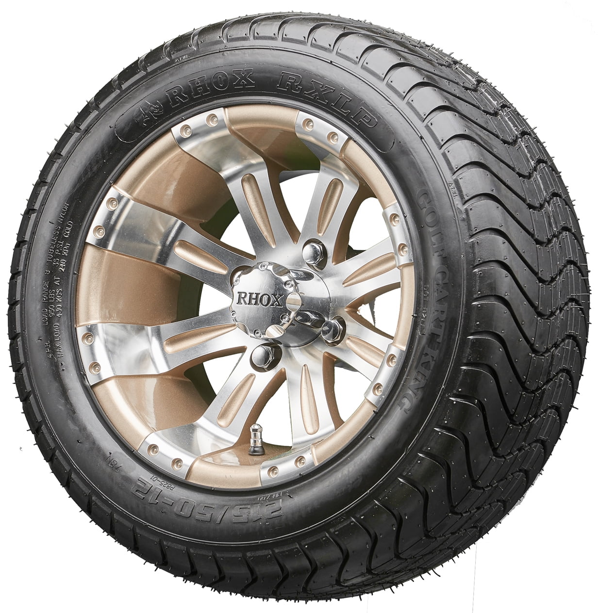 Golf Cart Wheels and Tires 12" RHOX RX181 Machined/Pearl w/ LowPros