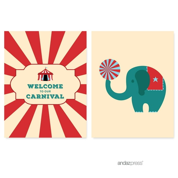Carnival Circus Birthday Party Signs & Banner Decorations, 20-Pack