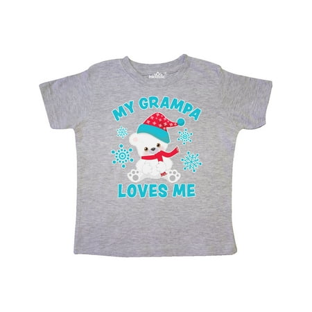 

Inktastic Polar Bear My Grampa Loves Me in Santa Hat with Snowflakes Gift Toddler Boy or Toddler Girl T-Shirt