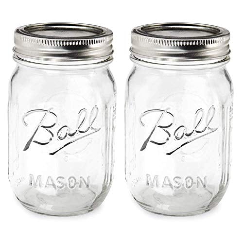 Ball Pint Jar with Lids and Bands, Regular Mouth, Set of 2, (16 oz ...