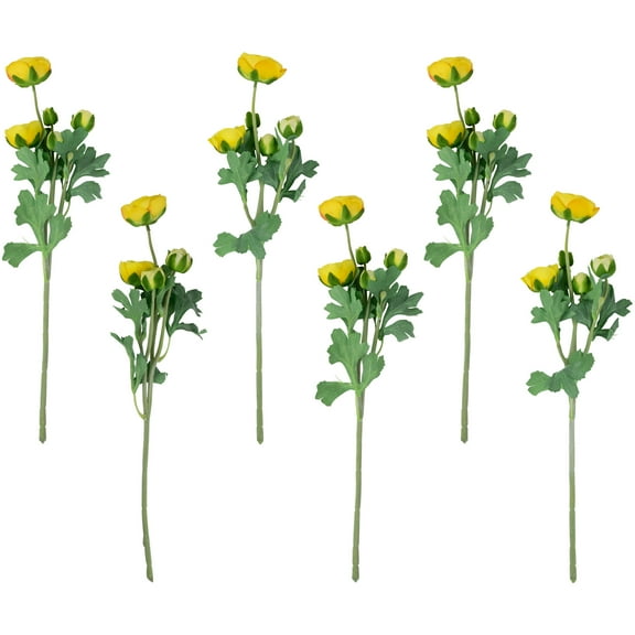 Northlight Real Touch™ Yellow Ranunculus Artificial Floral Sprays, Set of 6 - 21"