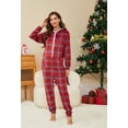 thumbnail image 2 of U2SKIIN Pajamas for Women Onesie, Zipper Matching Jumpsuit for Couples Ultra Soft Plaid Hooded Pjs Set,(Red Blue Plaid,M), 2 of 5