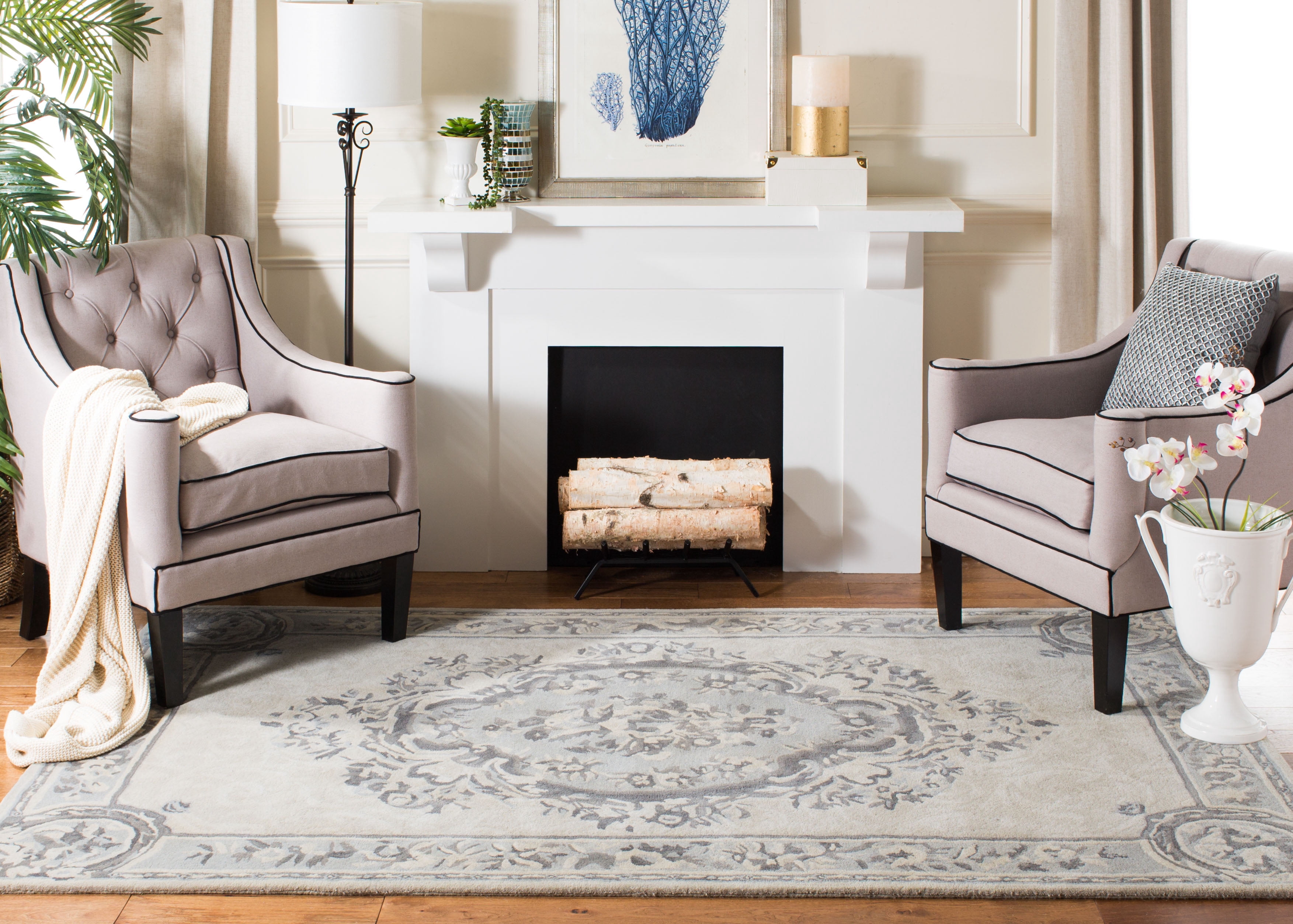 Safavieh Empire Bethanie Oriental Wool Area Rug, Beige/Light Gray, 5' x 8'