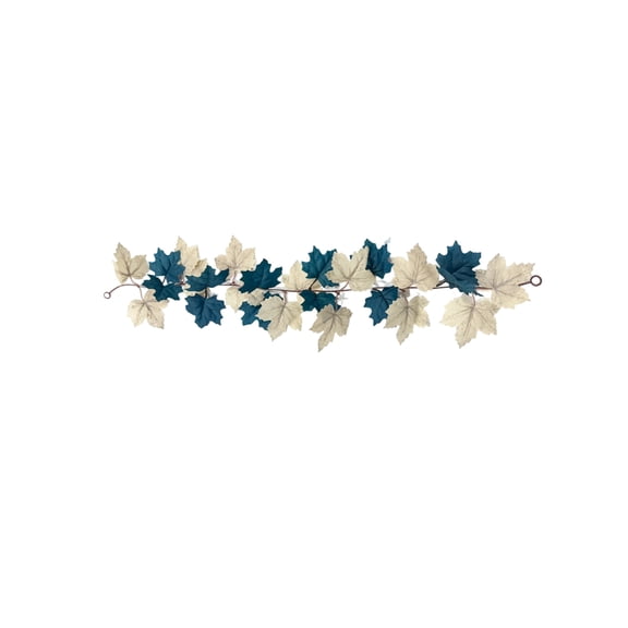 Ohmyroo Artificial Fall Maple Leaf Garland, Hanging Autumn Foliage Vine White Blue, Thanksgiving Front Door Wreath Decor Home Indoor Decor Fall Thanksgiving Festive Holiday Spirit