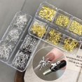 thumbnail image 3 of Abalorios y gemas para uñas acrílicas con forma de mariposa y lazo dorado, 3 of 7