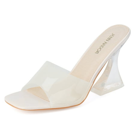 

Women High Heel Sandals Square Toe Comfort Wedding Party Dress Shoes