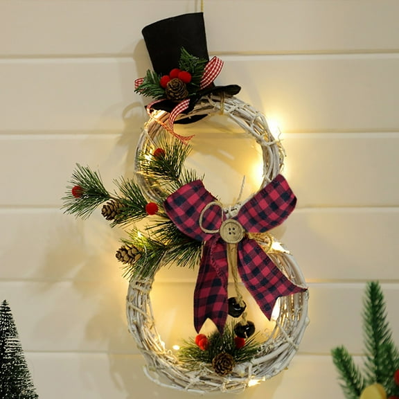 Falleo Clearance New Christmas Items Home Decoration LED Lights Christmas Wreath Rattan Circle