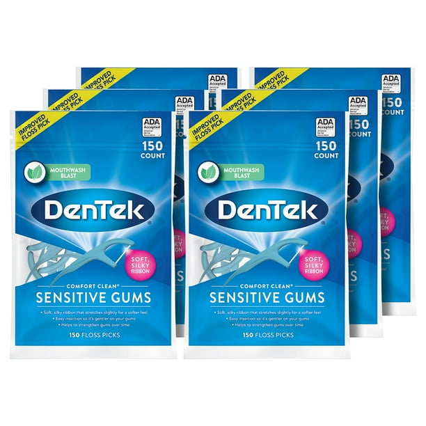 DenTek Comfort Clean Sensitive Gums Floss Picks, Soft & Silky Ribbon