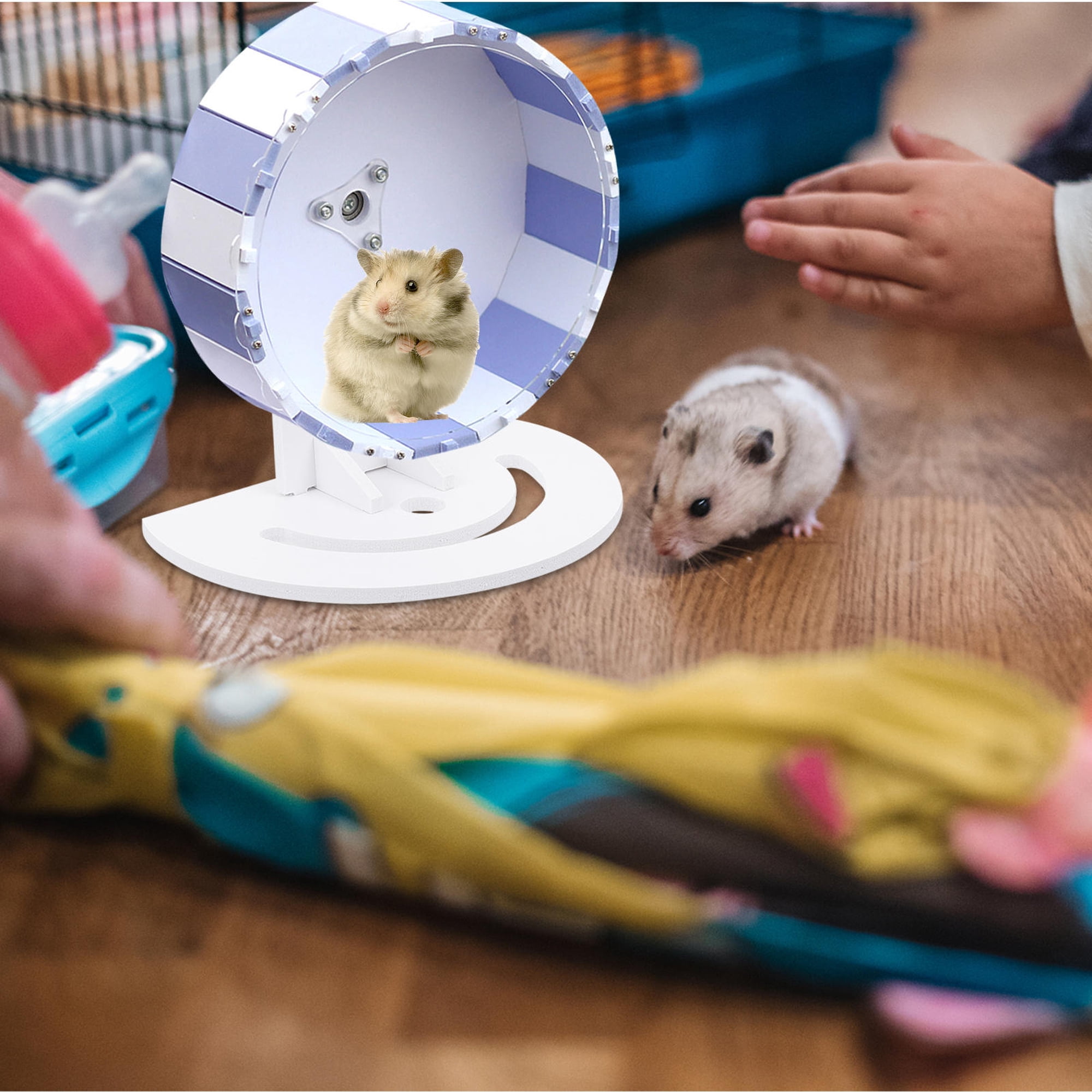 TITINICE 3Pcs Pet Hamster Wheel Bracket in White Sturdy Plastic for Safe Running Activity
