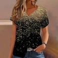 thumbnail image 5 of PVCS Womens Tops Clearance Under $5 Women Plus Size Short Sleeves V-Neck Print Blouse Pullover Tops Short Sleeve Blouses, 5 of 6