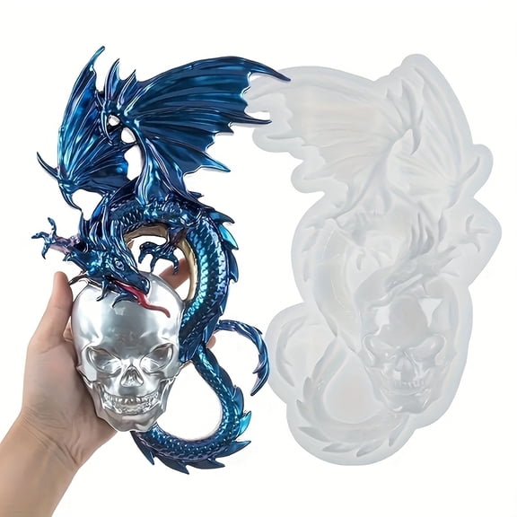 DIY Epoxy Resin Dragon Skull Silicone Mold for Halloween Decorations and Western Wall Decorations - Includes Plaster Clay Casting Mold