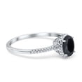 thumbnail image 2 of Halo Oval Fashion Ring Black CZ Accent 925 Sterling Silver Size 8, 2 of 6