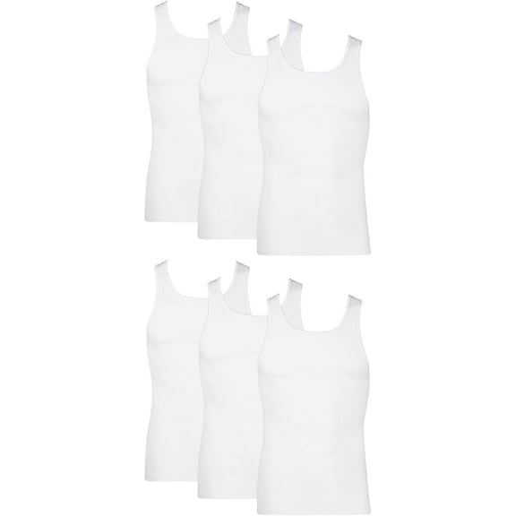 Hanes Men's Lightweight Cotton Moisture-Wicking Tank Undershirts, 6 Pack, Size: XX-Large