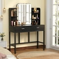 thumbnail image 6 of Aheaplus Vanity Desk, Vanity Desk with Mirror and Lights, Makeup Desk with Drawers, Vanity Set with 3 Color Lighting Options, Dressing Table with Storage Shelf for Bedroom, Black, 6 of 7