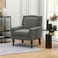 thumbnail image 4 of Costway 1 PCS Mid-century Modern Armchair with Thick Cushion & Rubber Wood Legs for Living Room Grey, 4 of 11