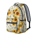 thumbnail image 2 of Sunflower and Butterfly Cream Pattern Backpack for School, Cute School Bag with Adjustable Shoulder Straps and Padded Back, 15.3"x11"x7.1", 2 of 5