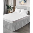 thumbnail image 4 of Gray Striped Wrap Around Bed Skirts for California King Bed 18" Drop,Bed Skirt with Adjustable Elastic Belt Dust Ruffle Bed Valance for Bedroom Modern Abstract Art Geometric Stripes Bed Frame Cover, 4 of 7