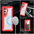 thumbnail image 2 of Dteck for Samsung Galaxy S25 Case with Screen Protector & Metal Magnetic Wireless Charging MagSafe Ring Sticker, Dual Layer Shockproof TPU Bumper Phone Case for Samsung S25 5G,Red, 2 of 4
