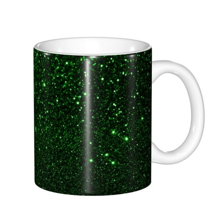 

Yiaed Green Sparkling Print Ceramics Coffee Large Handle Design Extra Large Tea and Coffee Cup for Office and Home Mugs