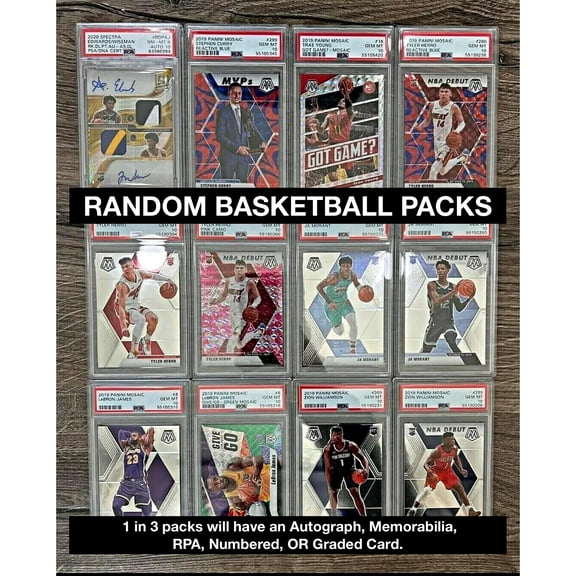 NBA Basketball Hot packs - 15 Cards - 7 Rookies - Look for Autographs - Graded Cards